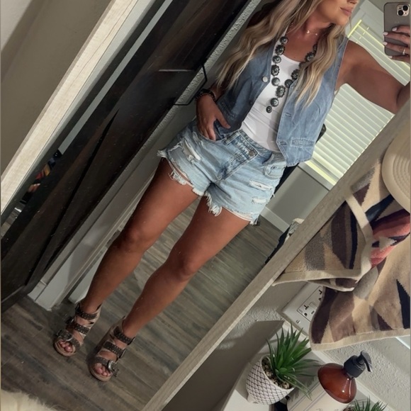 Denim button up blazer/vest top - Picture 2 of 2